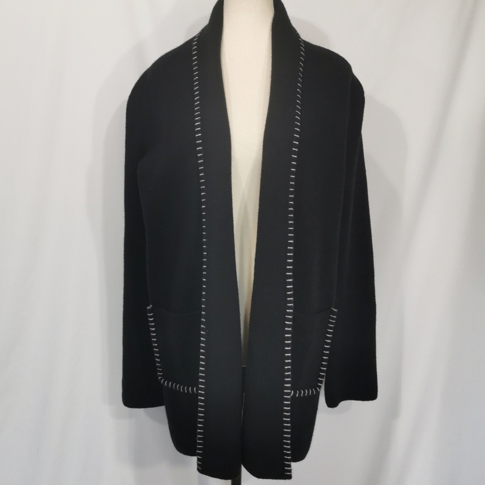 Magaschoni Thick Knit Open Front Cardigan in Black - Sz M Open To Offers